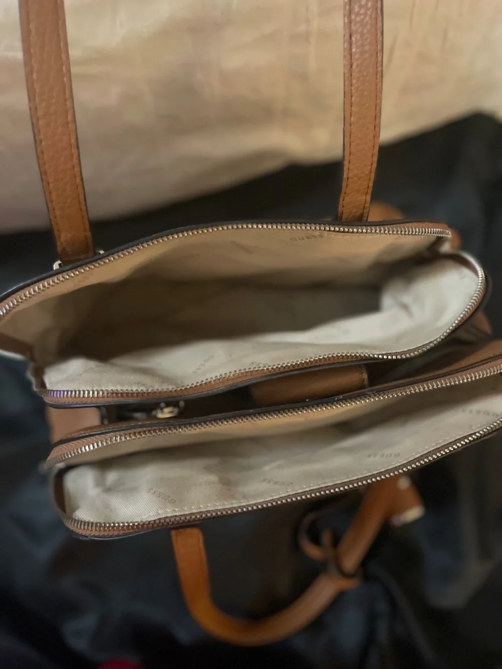 GUESS Cognac Satchel Purse